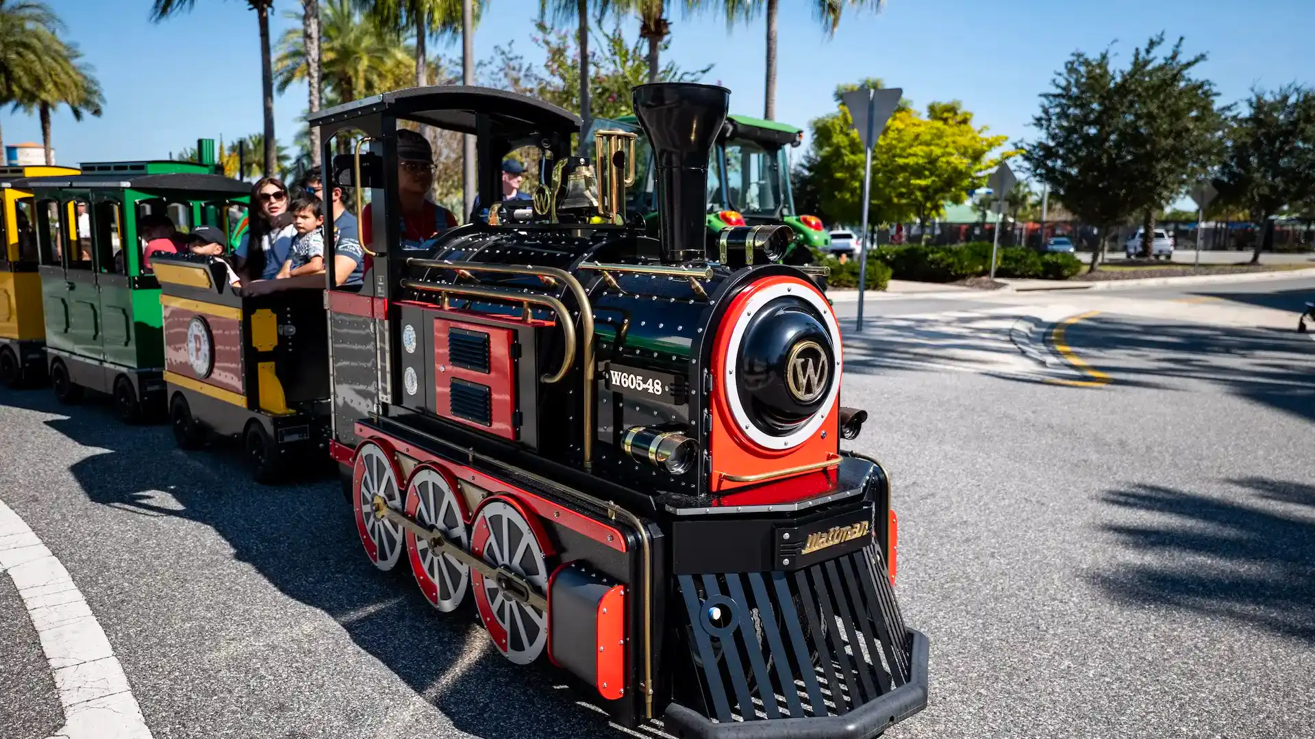 Wattman Mini Express electric trackless train operating at a U.S. venue with full Assured Value Program coverage